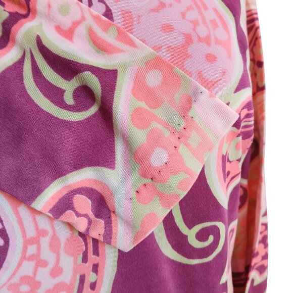 Medium  Vintage 1970s Womens Psychadelic Top Pink/Purple Zipback Mod Go-Go Hippy - Picture 6 of 7